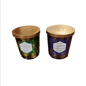 Set of 2 Bellevue Luxury Candles Saphire Cashmere & Mistletoe Frost